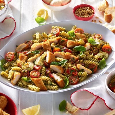 Crunchy Chicken Pesto Pasta Salad