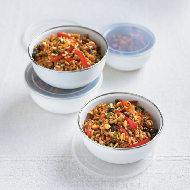 Brown Rice Salad With Peanuts & Raisins