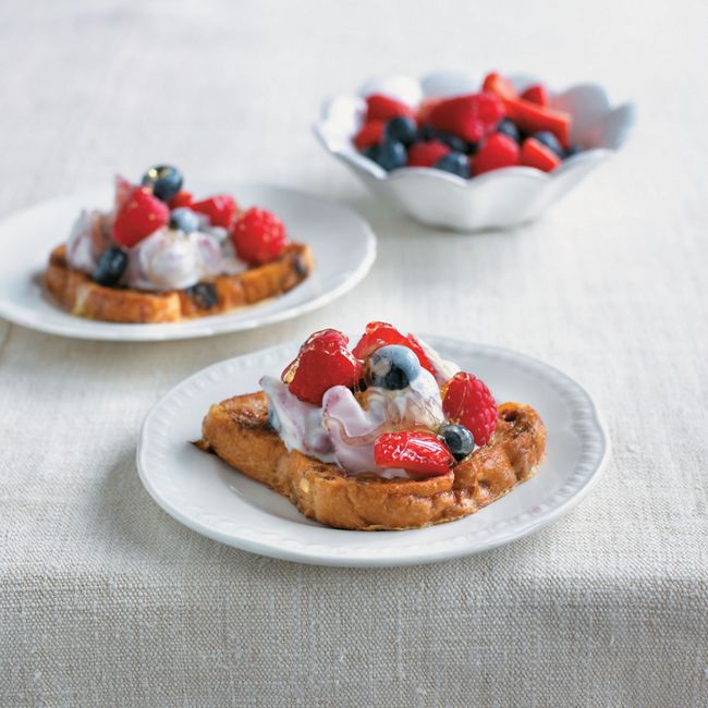 Eggy Fruit Bread With Berries & Cream