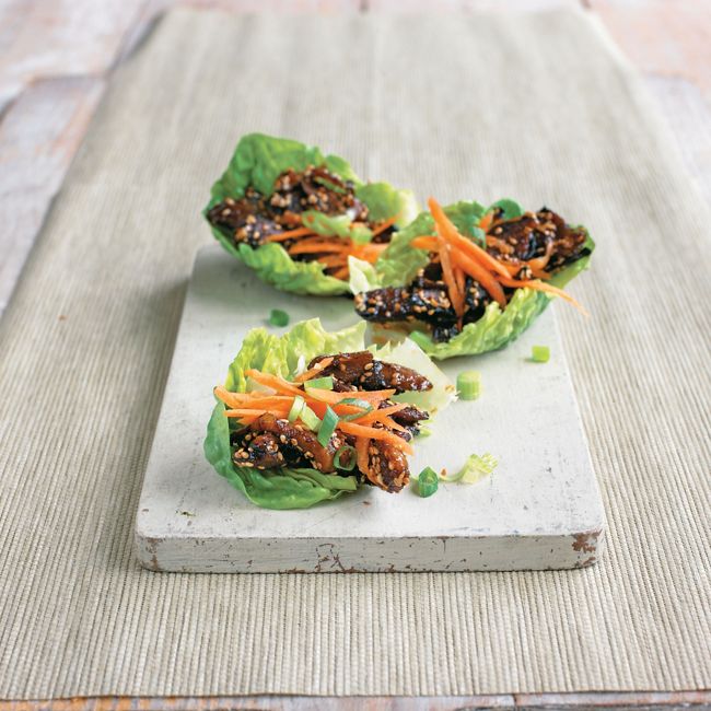 Honeyed Duck Strips In Lettuce 'Boats'