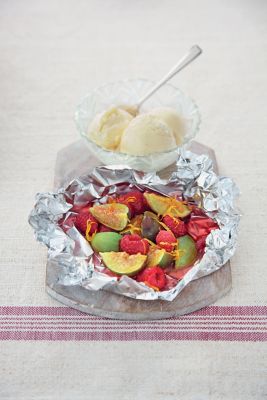 Baked Honeyed Figs & Raspberries