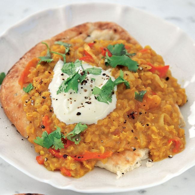 Red Lentil Dahl With Warm Naan