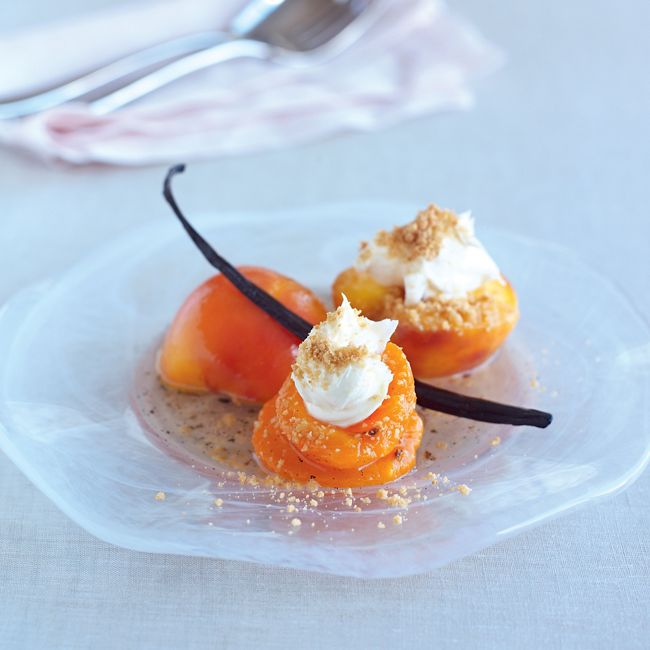Poached Fruit With Ginger Biscuits