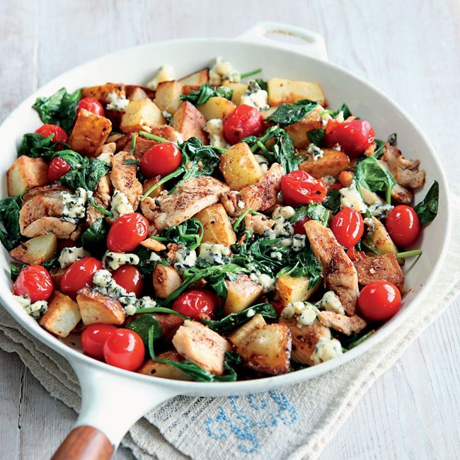 Chicken With Potatoes, Spinach & Blue Cheese