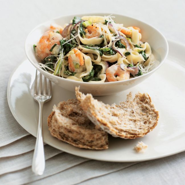 Prawn & Parmesan Tagliatelle With Wilted Spinach