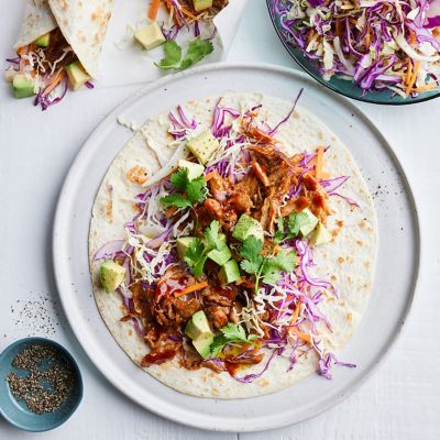 Pulled Pork Burritos with Avocado & Slaw