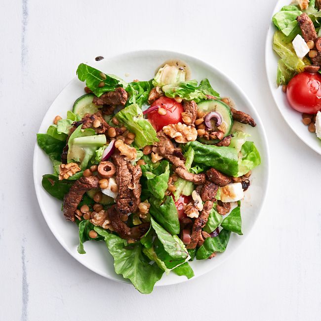 Simple Greek Salad With Beef