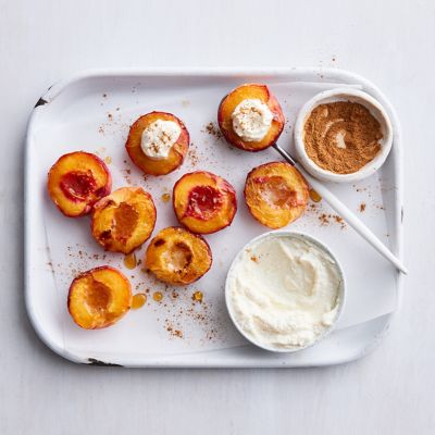Air-fryer Peaches with Vanilla-bean Ricotta