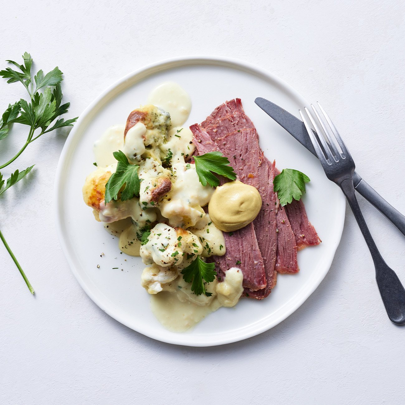 Amanda's Great-grandmother’s Corned Beef with Cauliflower Cheese