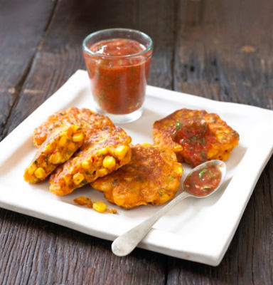 Spicy Sweetcorn Fritters With Salsa