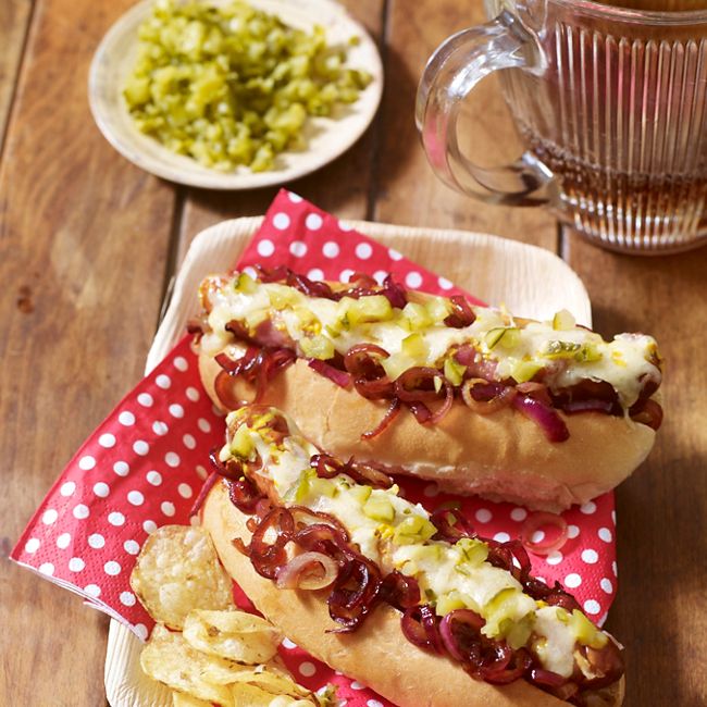 Bacon, Onion & Cheese Hot Dogs