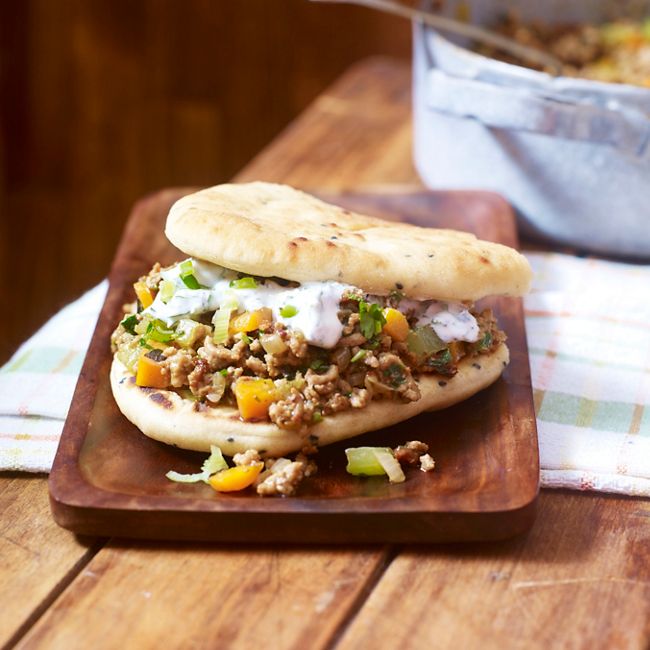 Curried Lamb Sloppy Joes With Naan Bread