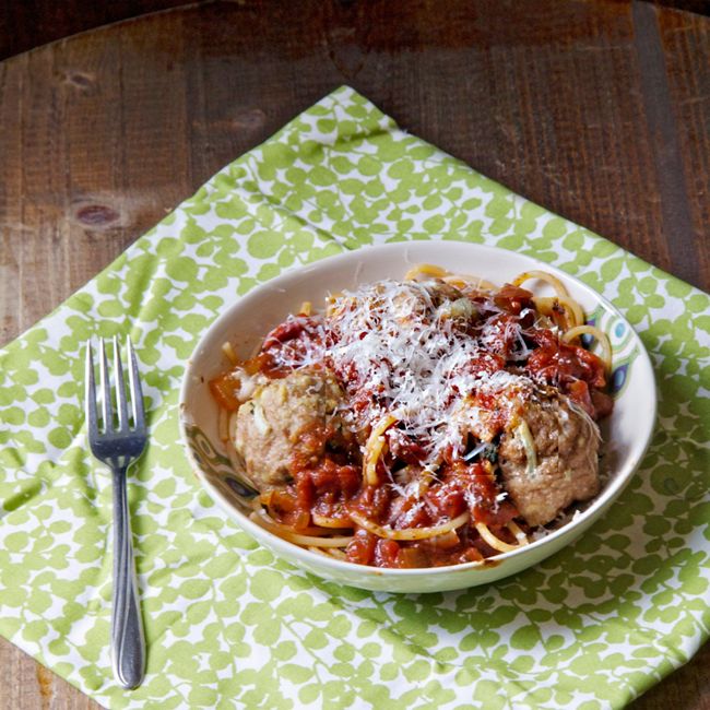 Spaghetti & Herbed Turkey Meatballs