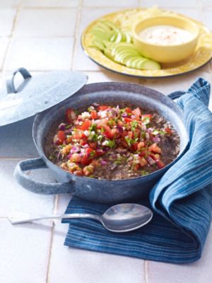 Refried Black Beans With Pico De Gallo