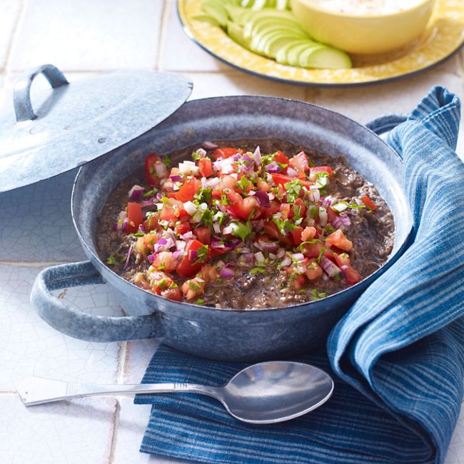 Refried Black Beans With Pico De Gallo