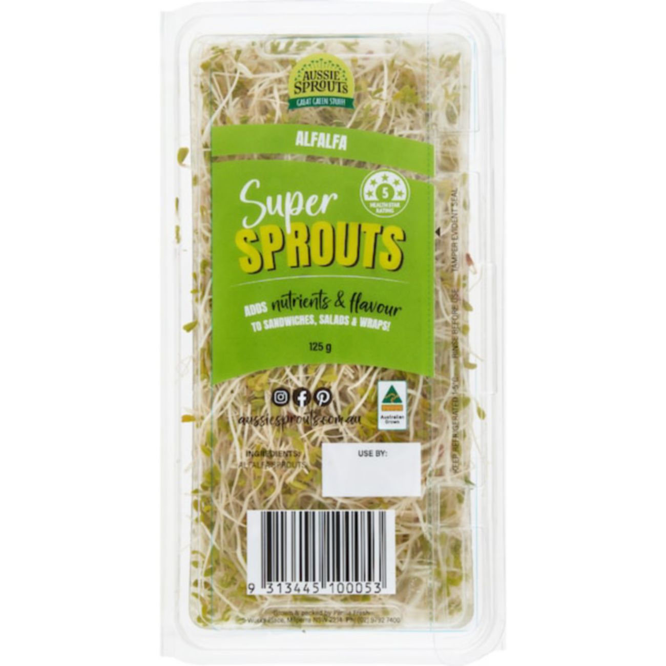 Aussie Sprouts Alfalfa Sprouts 125g