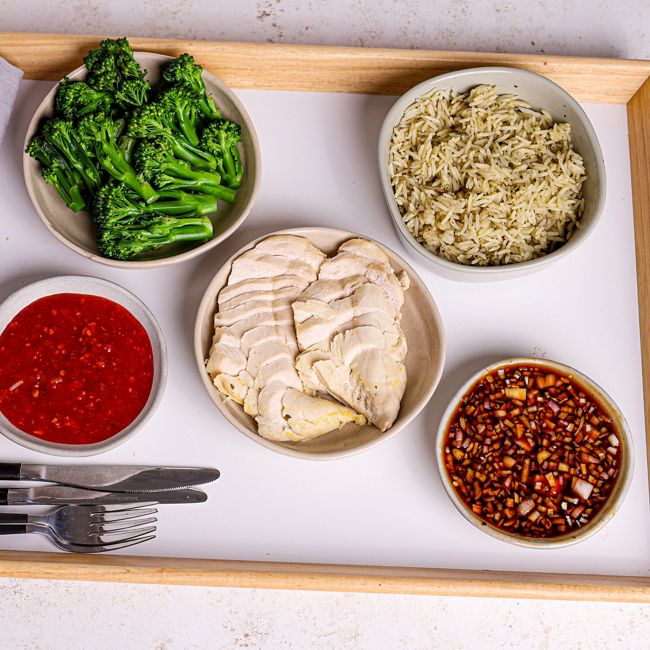 Authentic Hainanese Chicken with Garlic & Chilli Sauce