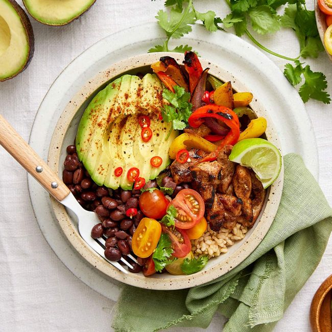 Avocado Loaded Fajita Bowl