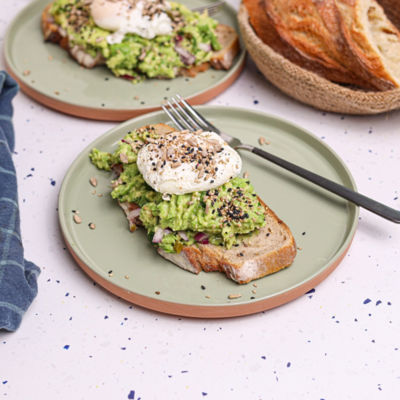 Avocado Toast with Poached Eggs & Seeds