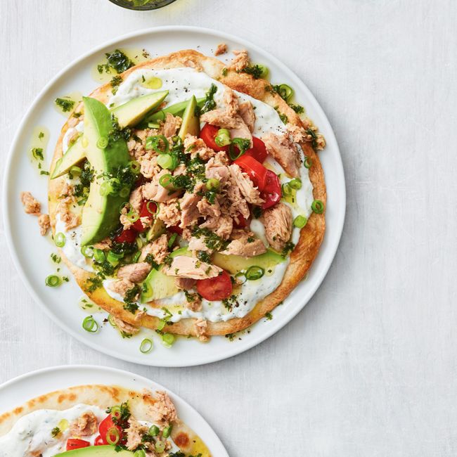 Baked Tortillas With Tuna, Avocado And Tzatziki