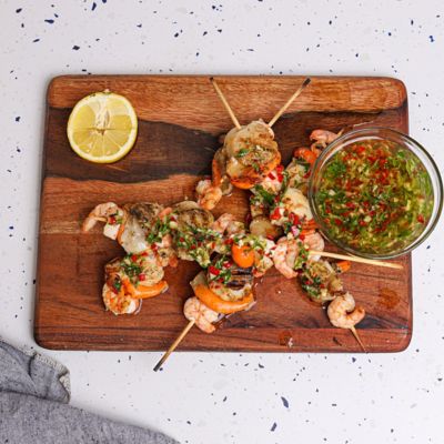 BBQ Chilli Scallop & Prawn Skewers