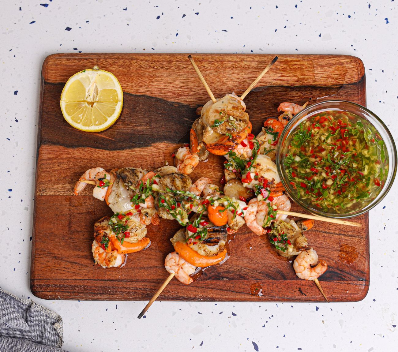 Shrimp and scallop clearance skewers