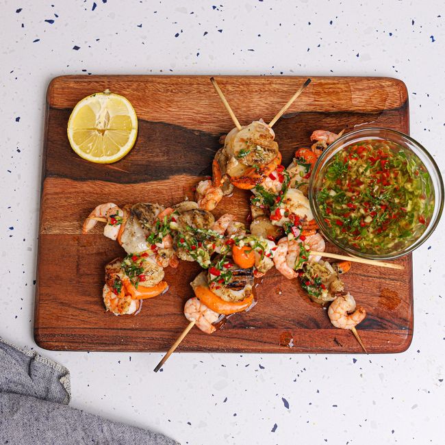 BBQ Chilli Scallop & Prawn Skewers