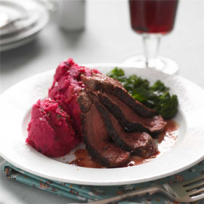 Woolworths Select Beetroot & Potato Mash Served with Steak