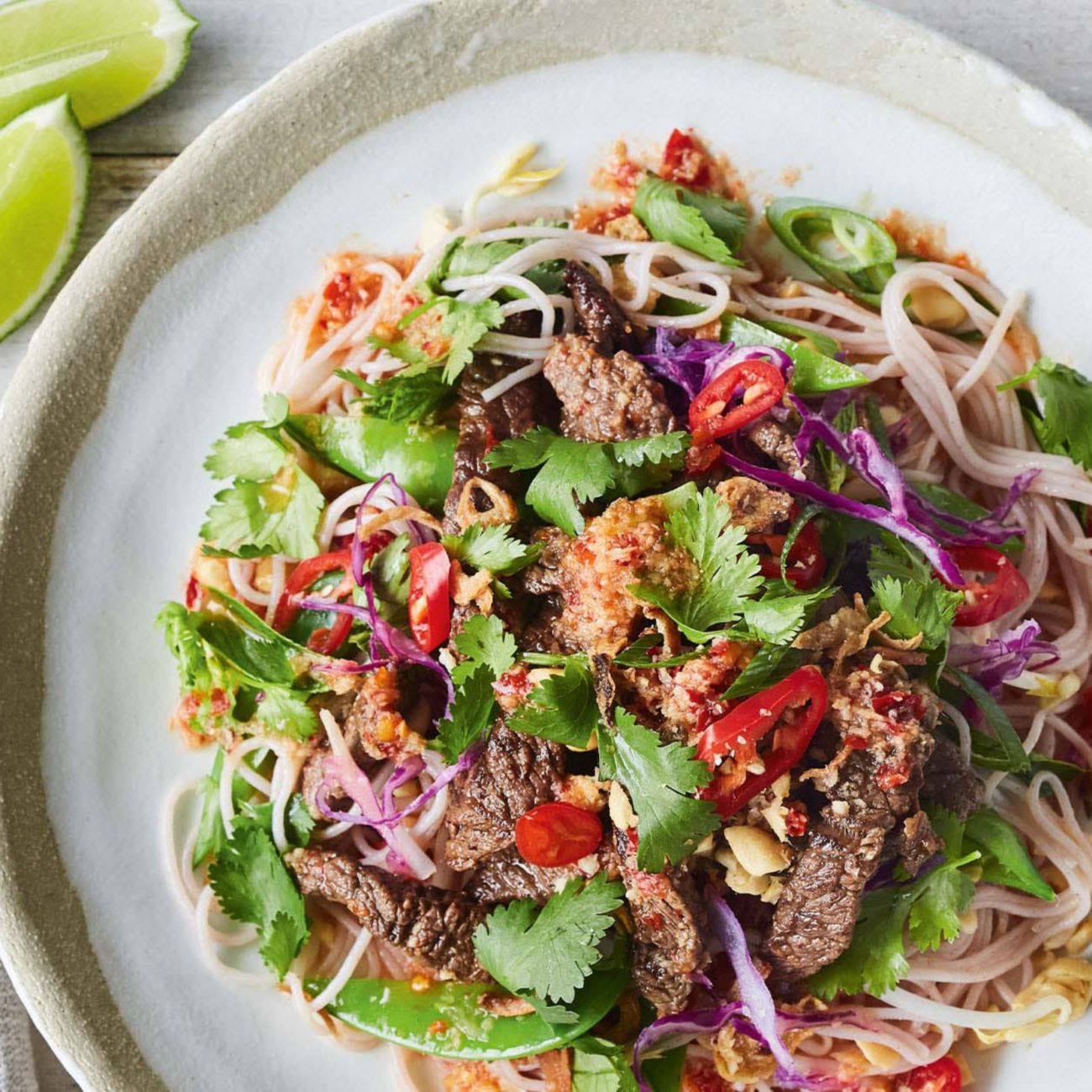 Lime and ginger beef noodle salad