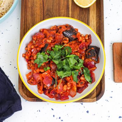 Black Eyed Bean & Eggplant Chilli