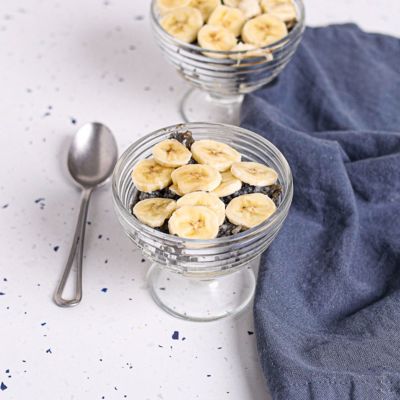 Black Glutinous Rice Coconut Pudding with Banana