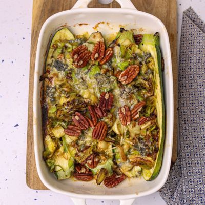 Blue Cheese & Leek Stuffed Zucchini