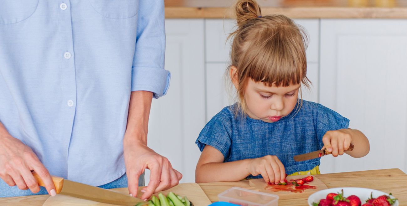 Child dad preparing lunch box