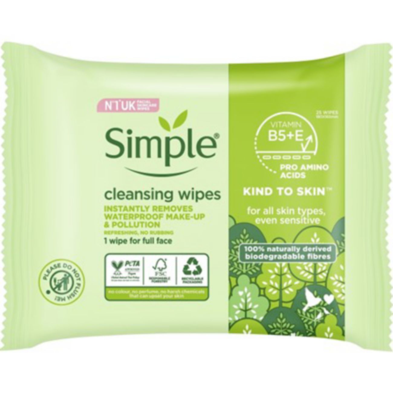 Simple cleansing wipes