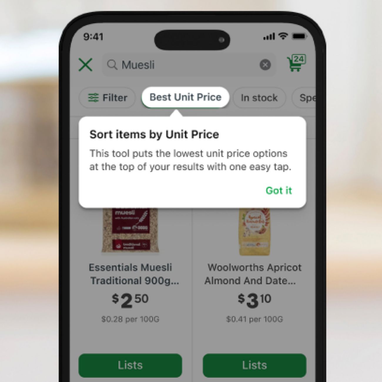 Woolworths shop by best unit price