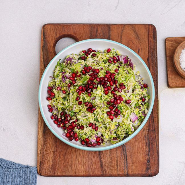 Brussels Sprout, Parmesan & Pomegranate Salad