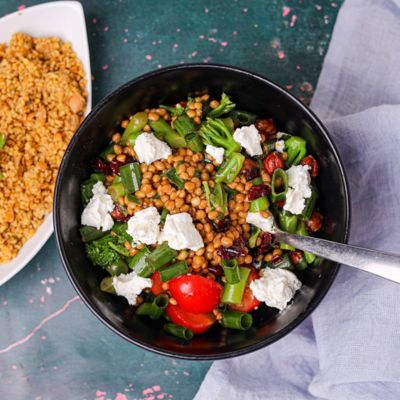 Lentil Salad with Dried Cranberries & Feta