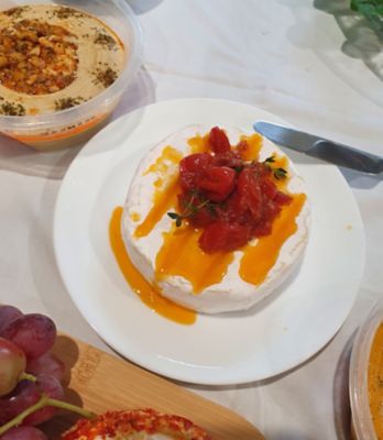Brie and tomato oil