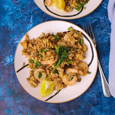 Cajun Style Dirty Rice with Pork & Prawns