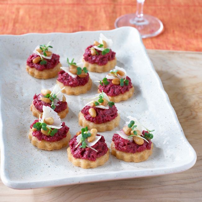 Parmesan Shortbreads With Beetroot Pesto