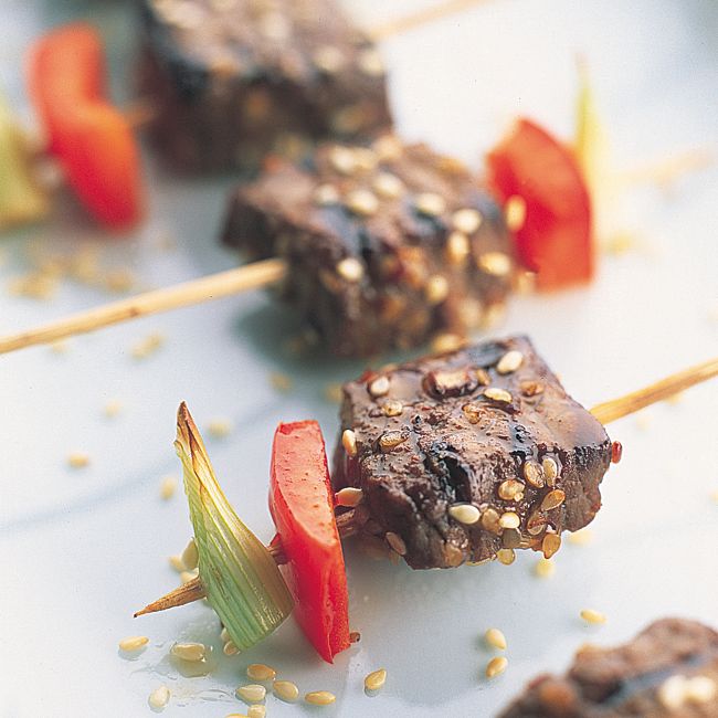 Sesame Soy Glazed Beef Skewers
