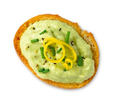 Citrus avocado purée crostini