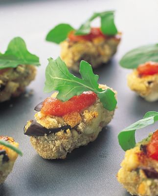 Aubergine & Pine Nut Fritters With Roast Tomato Sauce