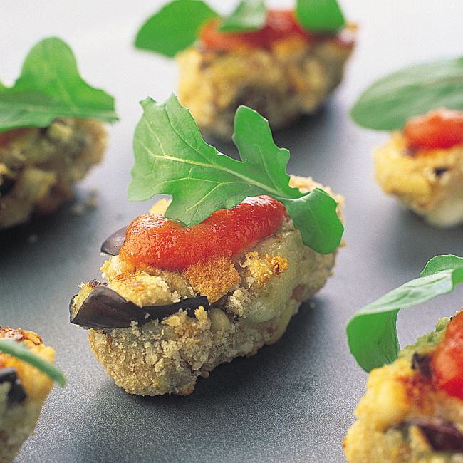 Eggplant & Pine Nut Fritters With Roast Tomato Sauce