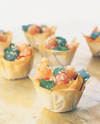 Filo Tartlets With Spicy Coriander Prawns
