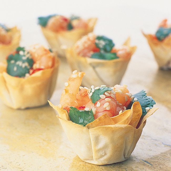 Filo Tartlets With Spicy Coriander Prawns