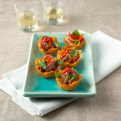 Filo Tartlets With Asian Beef Salad