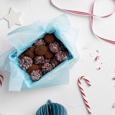 Candy-cane chocolate truffles