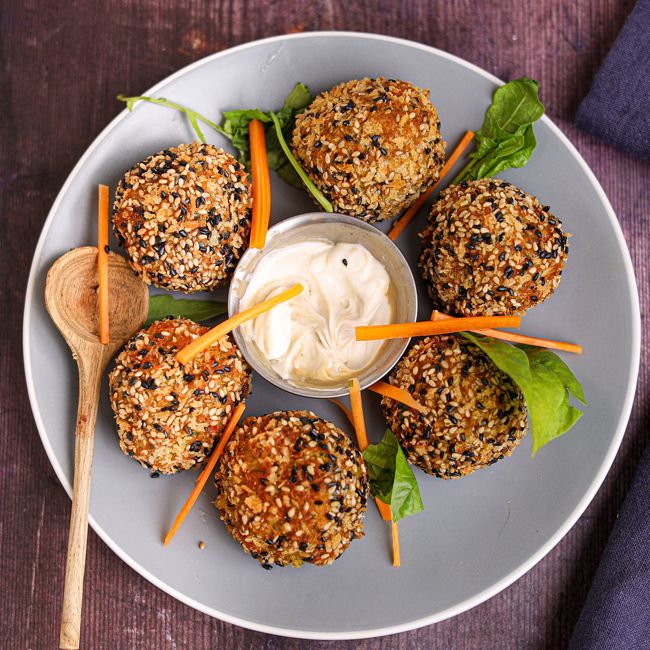 Carrot & Sesame Falafel with Tahini Dip