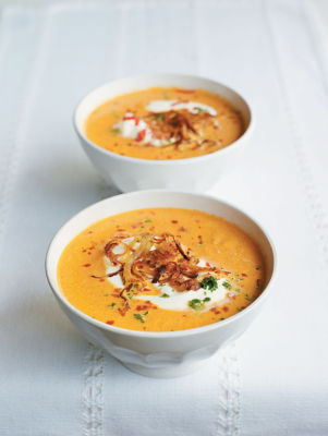 Spicy Lentil & Carrot Soup With Caramelized Onions